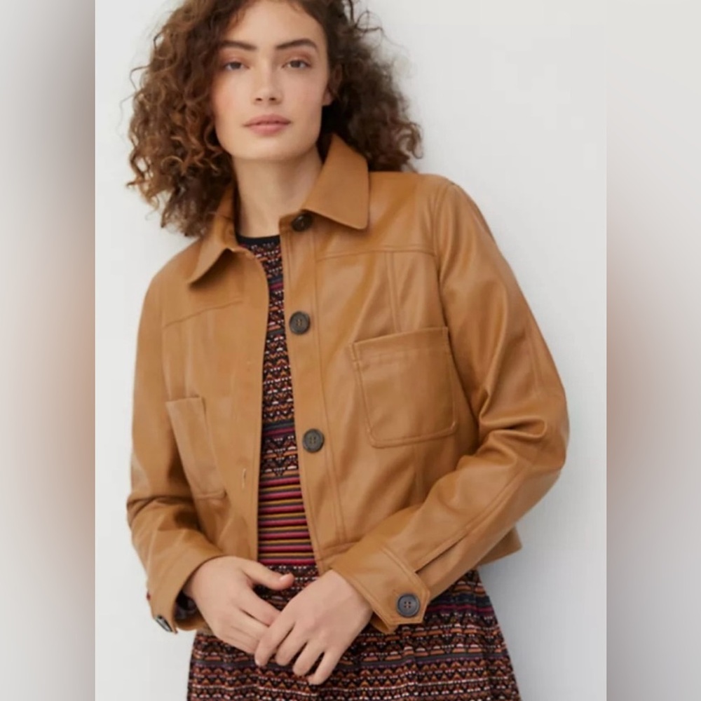 NWOT Anthropologie Tan Vegan Leather Jacket
